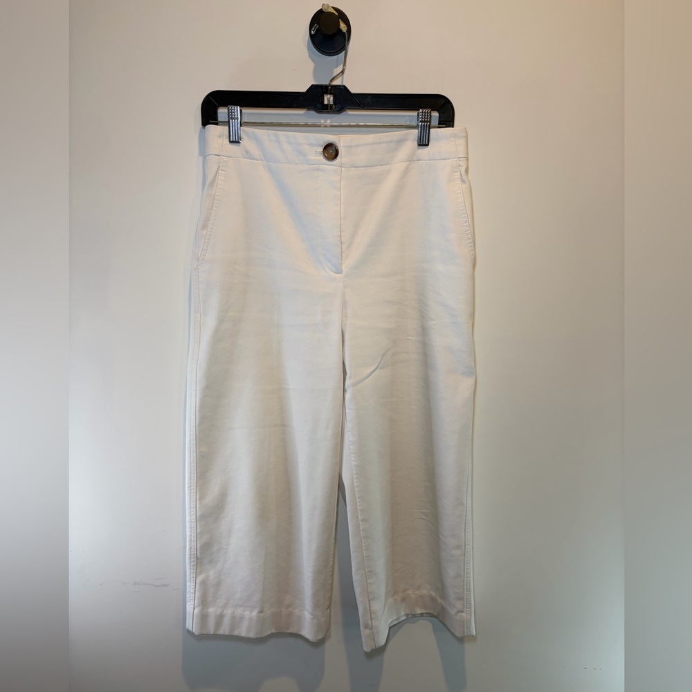 Ann Taylor White Wide-Leg Trousers
